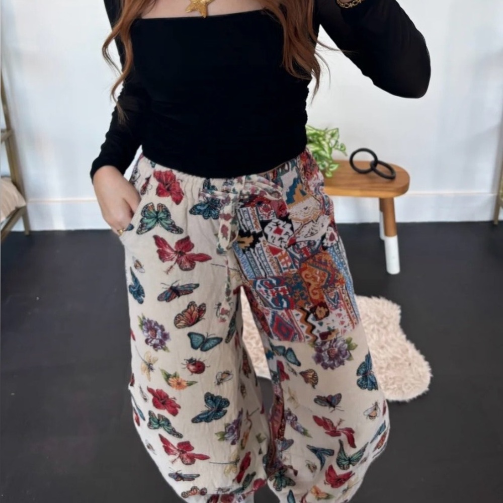 POL Mix N Match Butterfly Jacquard Print Joggers in Natural - Picture 14 of 16